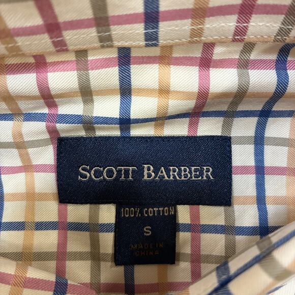 Scott Barber Plaid Check Button Down Long Sleeve Shirt Men's Size Small - Picture 8 of 9